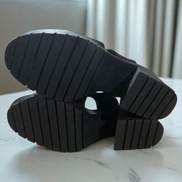 H&M Divided Sandals Size 41 US 10 Black Suede Chunky Platform Y2K - Picture 7 of 7
